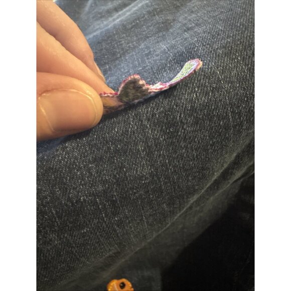 J. Crew Mercantile Wide Leg Mermaid Ocean Patch Work Jean Women 28 Blue Wash - Picture 12 of 12